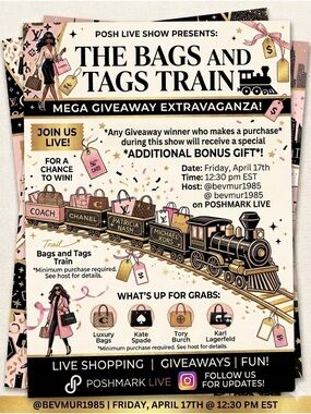 Posh Giveaway for Bags and Tags Train